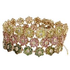 Bracciale in oro con diamanti e tormalina