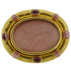 Elizabeth Locke Tourmaline Venetian Glass Intaglio Gold Brooch Pendant 3