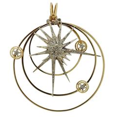 Impressive Ilias Lalaounis Gold Diamond Stars Pendant 3