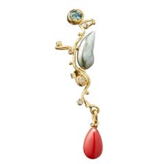 Bergsoe Coral Tahiti Pearl Diamond Gold Earring 12