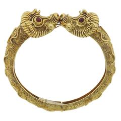 Cellino Gold Ruby Ram's Head Bracelet