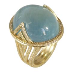 Jade Jagger Aquamarine Cabochon Ring