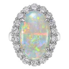 Opal Diamond Platinum Cocktail Ring 1