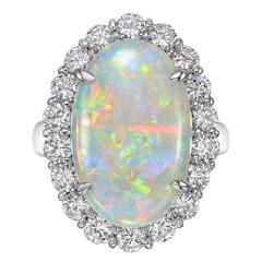 Opal Diamond Platinum Cocktail Ring