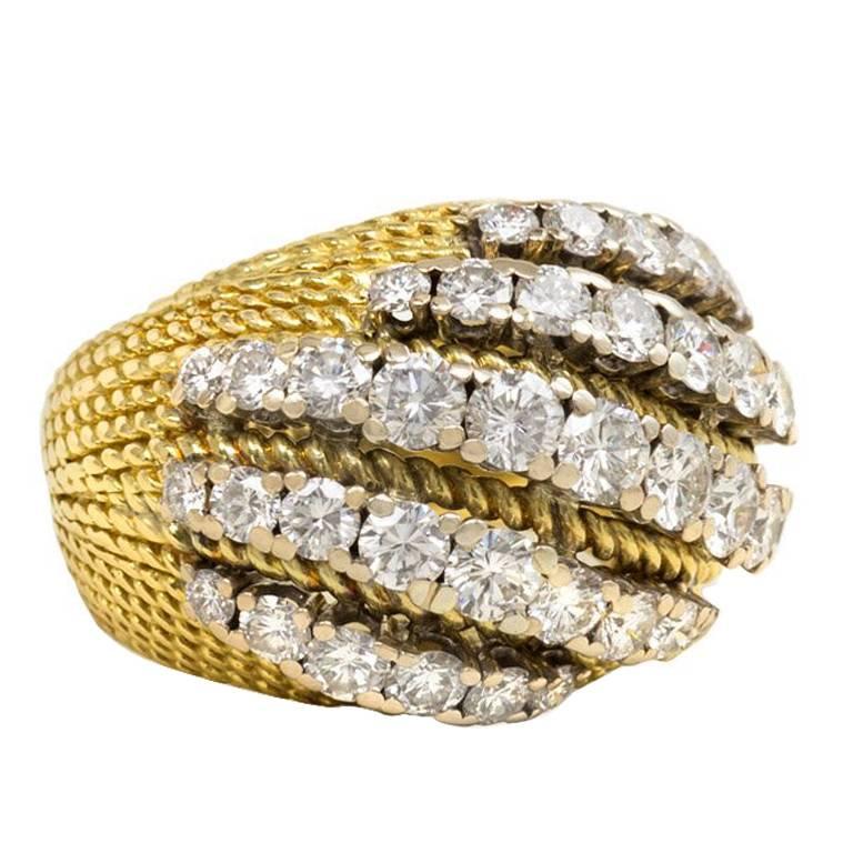 Mellerio 1950s Diamond Gold Platinum Ring For Sale at 1stdibs