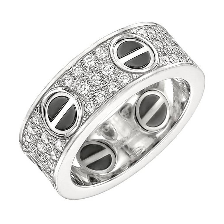 Cartier Ceramic Diamond Gold Love Band Ring
