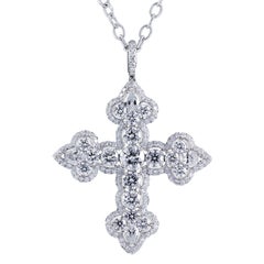 6.39 Carat Diamond Platinum Cross Pendant Necklace 6.39 Carat Diamond Platinum Cross Pendant Necklace