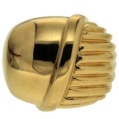 Half Woven Textured High Polish Gold Ring 11