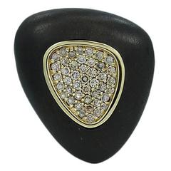 Roberto Coin Silver Capri Plus Ebony Wood and Diamond Ring