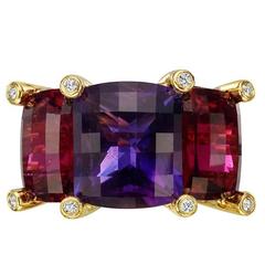 Valentin Magro Amethyst Rubellite Diamond Gold Colori Three-Stone Ring 6