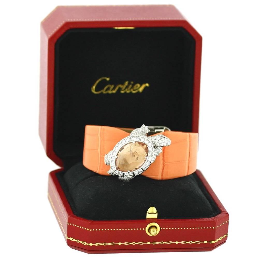 Cartier Ladies Morganite Diamond Turtle Wristwatch