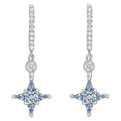Blue Sapphire Diamond Star Drop Earrings 4