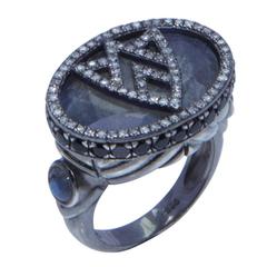 Labradorite and Diamond Cocktail Ring