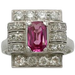 1950s 1.45 Carat Pink Sapphire Diamond White Gold and Platinum Dress Ring 10