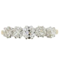 Antique Five-Stone Old Cut Diamond Ring, circa 1900s 4