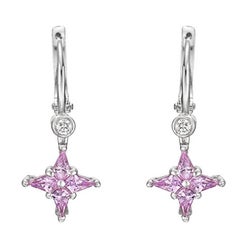 Pink Sapphire Diamond Star Drop Earrings