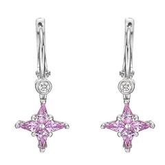 Pink Sapphire Diamond Star Drop Earrings 1