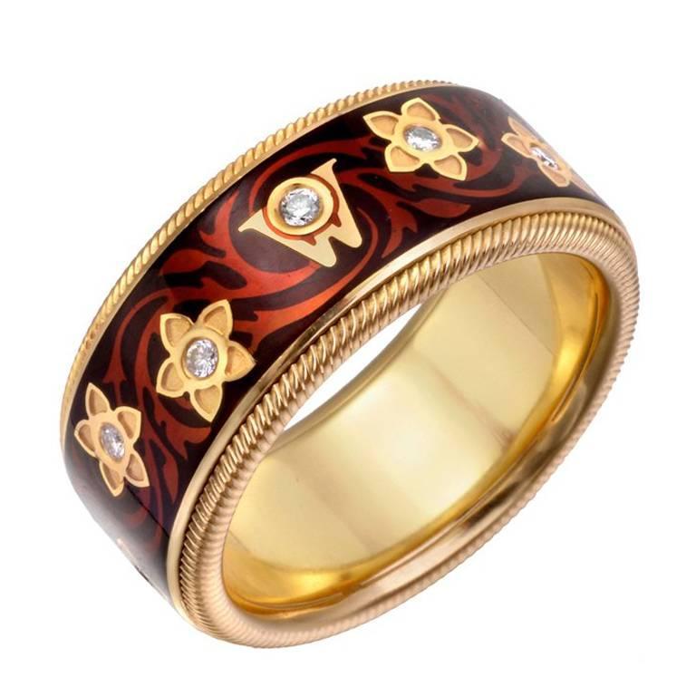 Wellendorff Enamel Diamond Miracle Flower Ring at 1stDibs | enamel rings,  ring enamel, enamel wedding rings