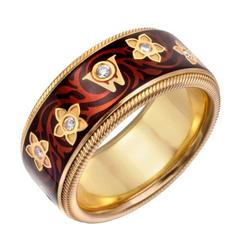 Used Wellendorff Enamel Diamond Miracle Flower Ring