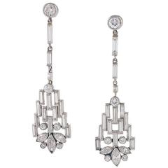 Boucheron Paris 1920's Art Deco Diamond Platinum Earrings