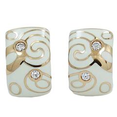 Roberto Coin Enamel Diamonds Rose Gold Earrings 8