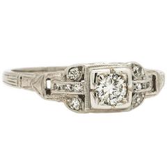 Art Deco 0.25 Carat Diamond Platinum Engagement Ring, circa 1930s Art Deco 0.25 Carat Diamond Platinum Engagement Ring, circa 1930s