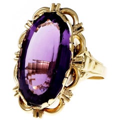Large Oval Amethyst Yellow Gold Cocktail Ring