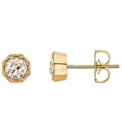Rose Cut Diamond Yellow Gold Earrings
