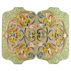 Russian Revival Antique Gilded Silver and Shaded Cloisonné Enamel Belt Buckle