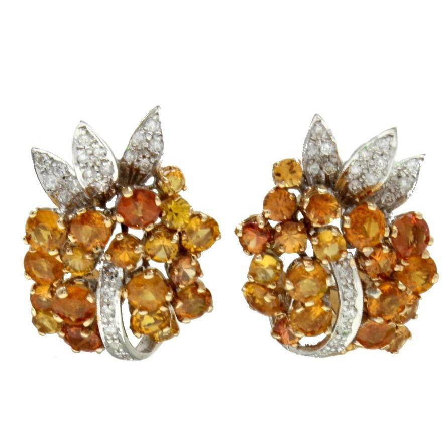 Sapphire Diamond Gold Earrings For Sale