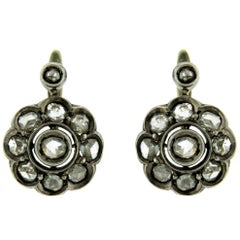 Victorian Diamond Gold Cluster Earrings