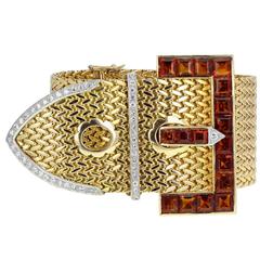 Cazzaniga Citrine Diamond Gold Buckle Bracelet 7