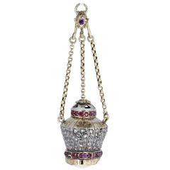 Antique Georgian Rose Cut Diamond Ruby Cameo Vinaigrette Pendant 6