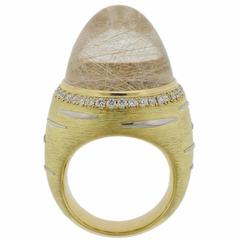 Impressive Rutilated Quartz Diamond Gold Platinum Ring 11