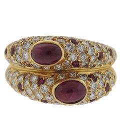 Ruby Cabochon Diamond Gold Ring 12