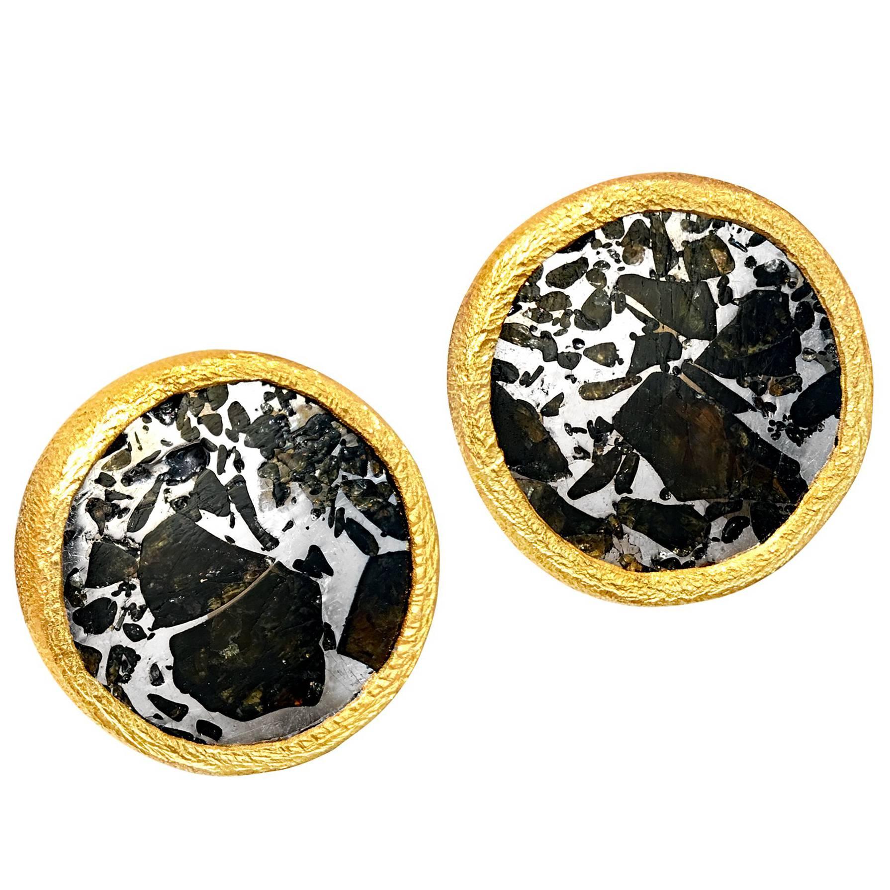 Devta Doolan Meteorite Mirror Gold Stud Earrings