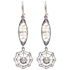 Art Deco Diamond Platinum Dreamcatcher Earrings 8