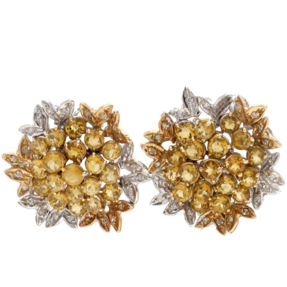  Sapphire Diamonds Gold Earrings