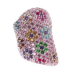 Multicolor Sapphire Floral Ring 9