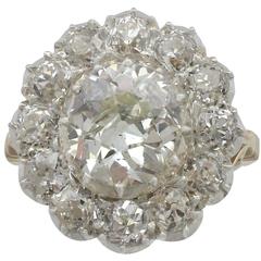 1900s 5.27 Carat Diamond Yellow Gold Silver Set Cluster Ring 5