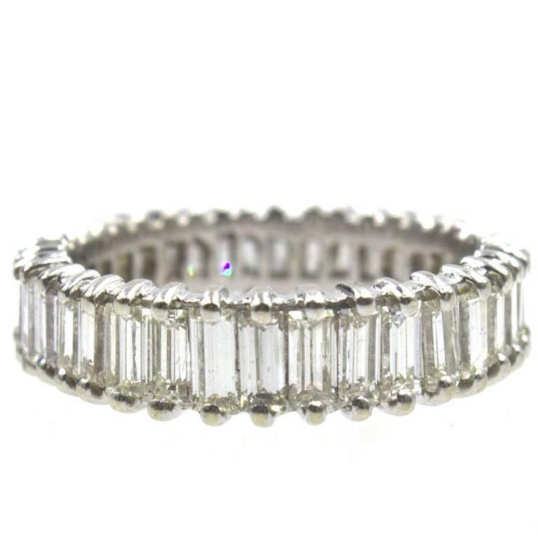 Baguette Diamond Platinum Eternity Band Ring