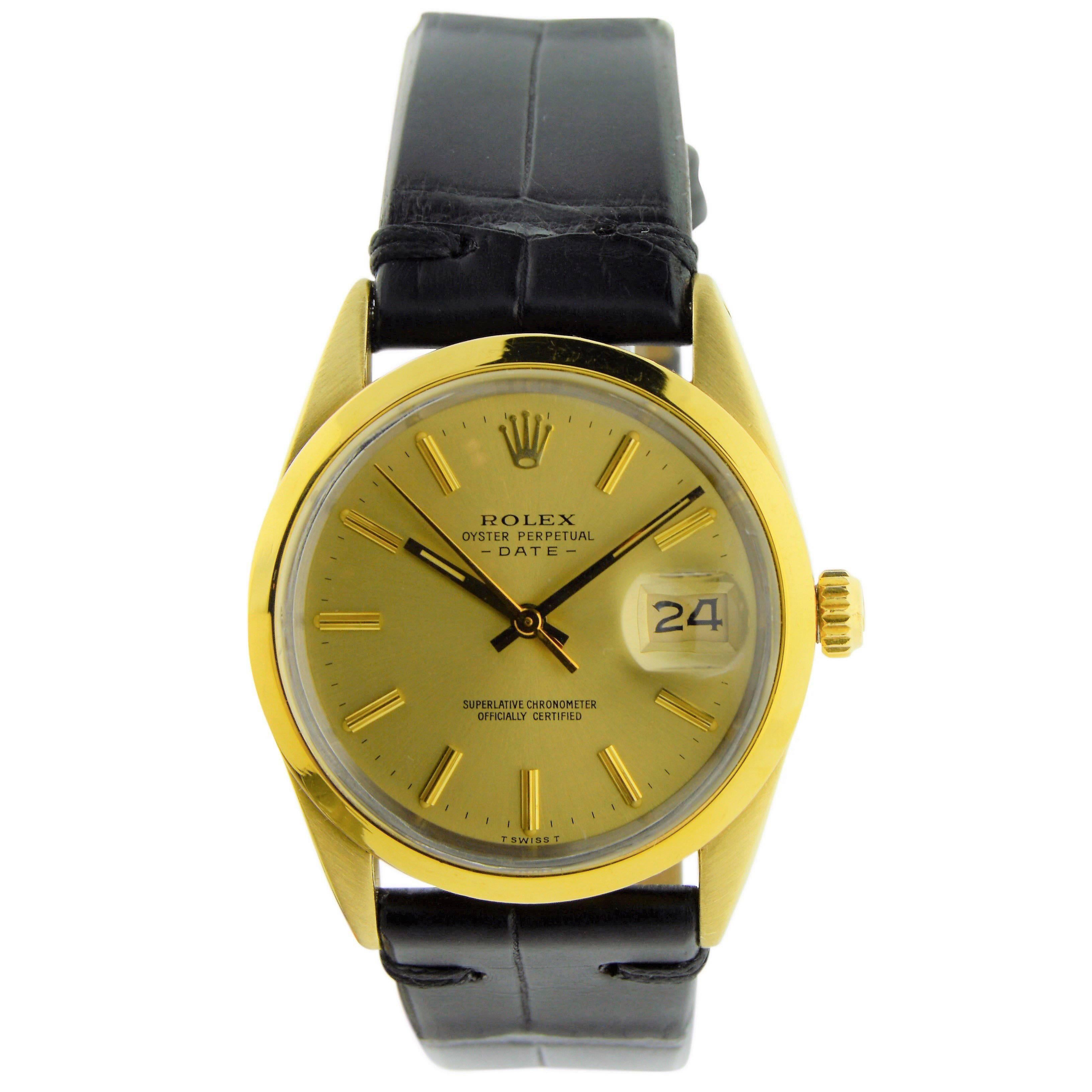 Rolex Yellow Gold Stainless Steel Oyster Perpetual Date Gold Shell Watch