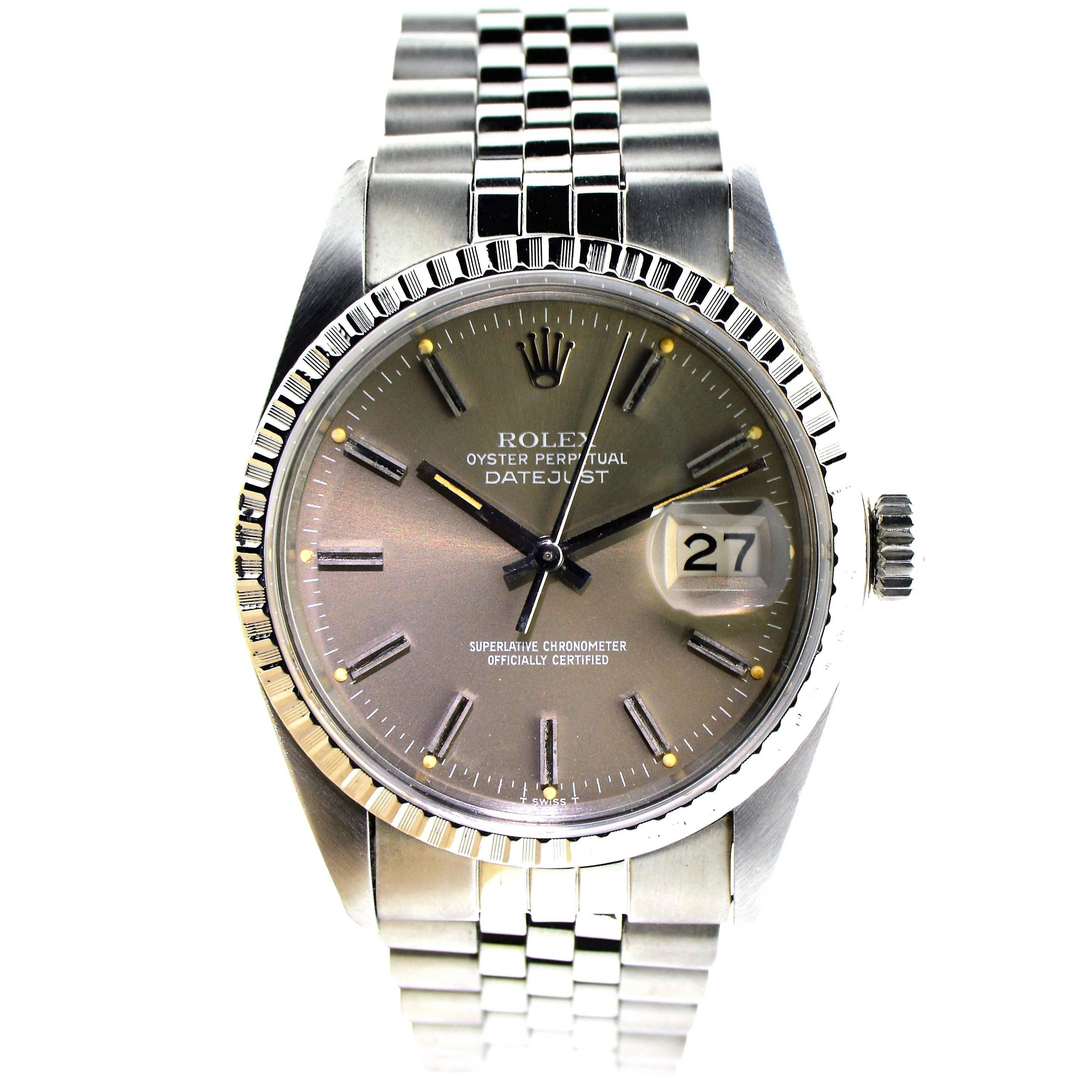 Rolex Stainless Steel Datejust Quickset Perpetual Winding Watch, Late 1970's