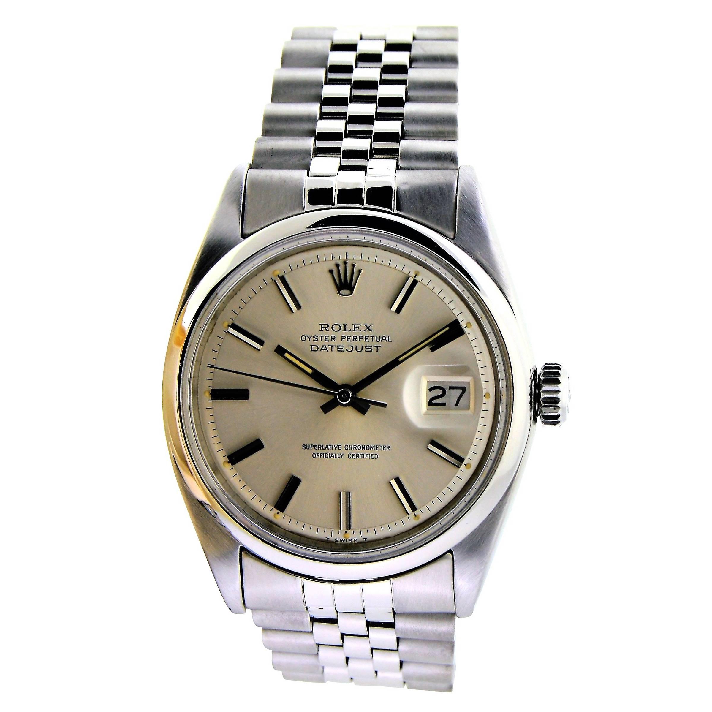 Rolex Stainless Steel Datejust Polished Bezel Watch circa 1969 or 70