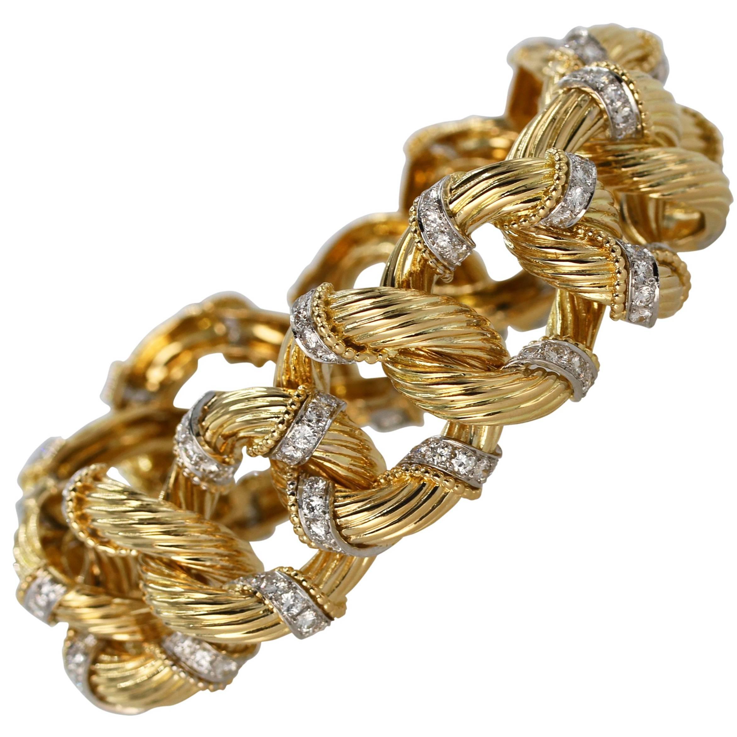 1960s Van Cleef & Arpels Diamond and Gold Bracelet