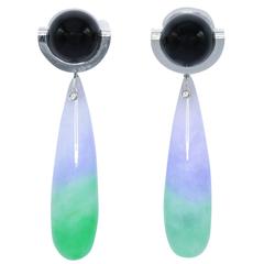 Jadeite and Onyx Pendant Earclips 8