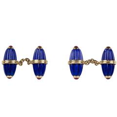 Lapis Lazuli Ruby Gold Cufflinks