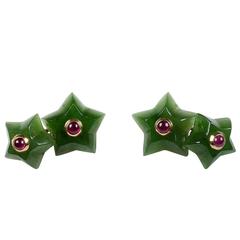 Jade Ruby Star Gold Cufflinks 9