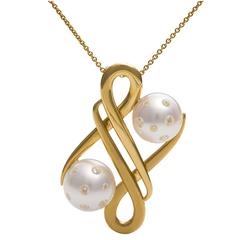 Lust Pearls 0.32 Carat Diamond Aria Pendant of White South Sea Pearls