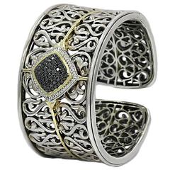 Charles Krypell Diamonds Sterling Silver Yellow Gold Bangle Bracelet 12